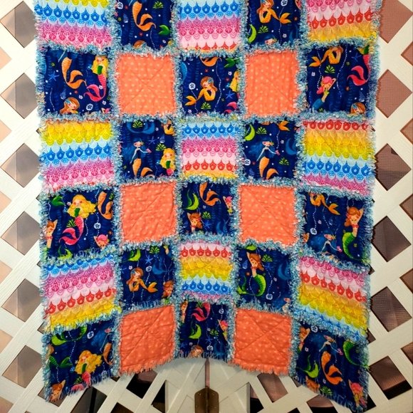 Handmade Baby/Toddler Flannel Mermaid Rag Quilt - Picture 3 of 5